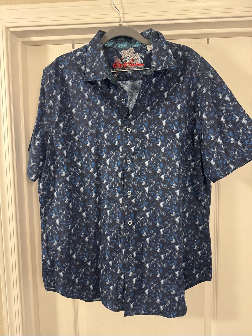 Robert Graham Navy & Blue Abstract Short-Sleeve Button-Up Shirt